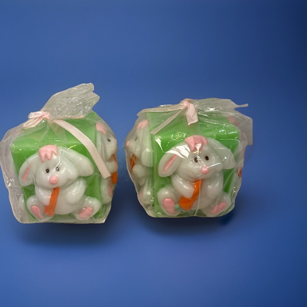 Easter Bunny 🐰 Candles eating a carrot Spring ~ Set Of 2 ~ 4x3"